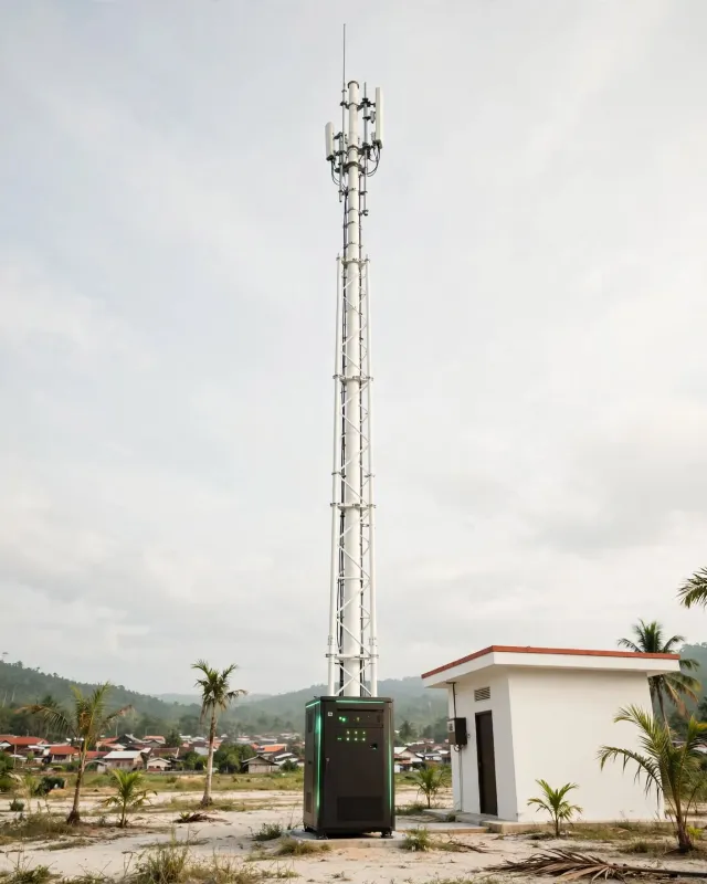 Telecom tower with edge cabinet serving Borneo for SVCC platform